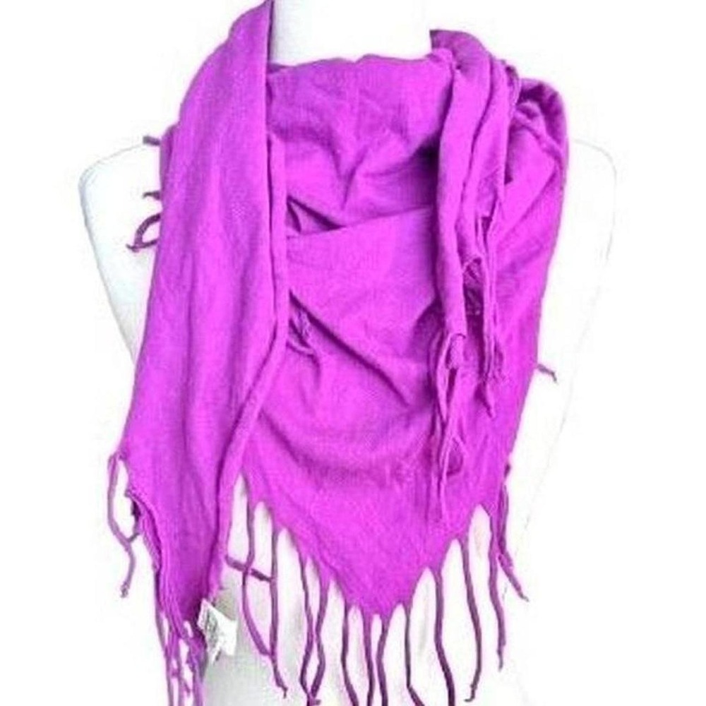 Cotton Jersey knit fringe triangle scarf Fuchsia Purple‎ Emo Scene Spring Summer